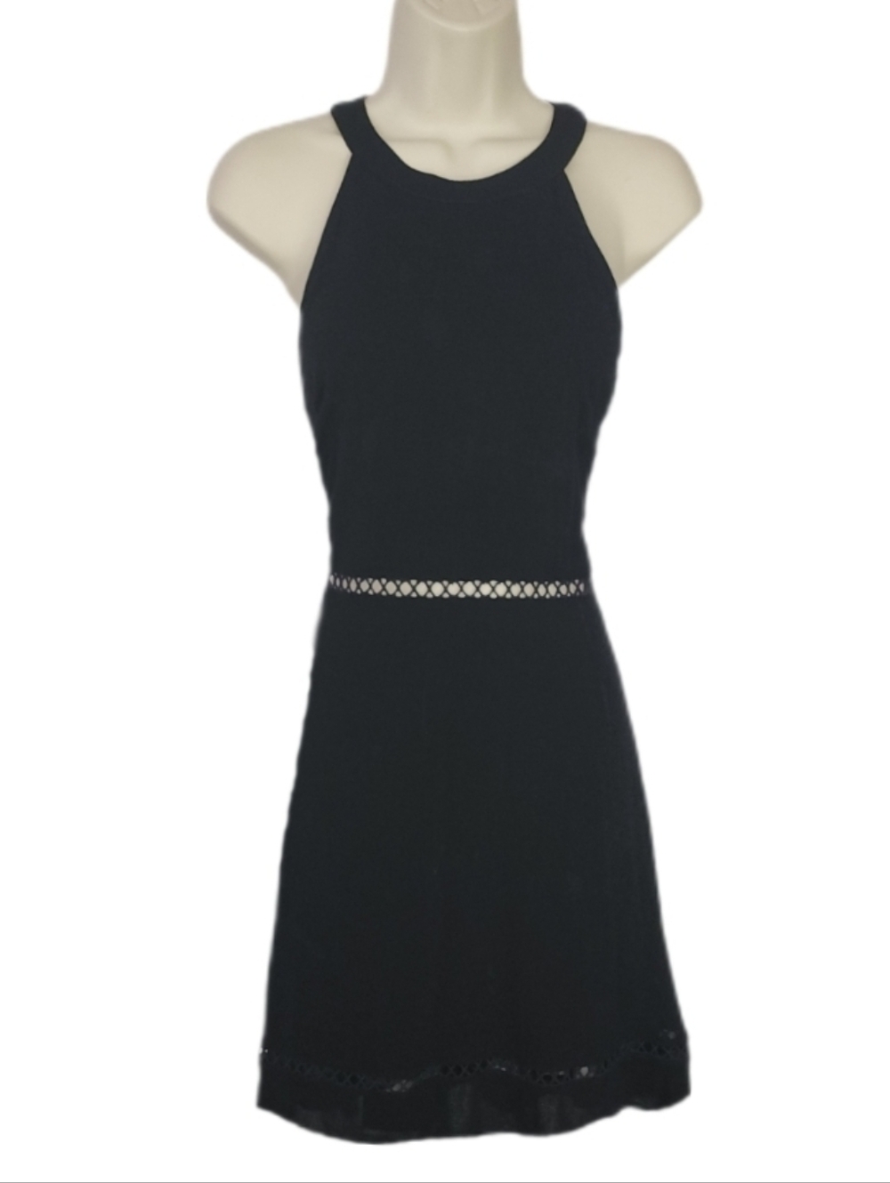 Blue Rain Dress Halter Style Crochet Waist Black Size M - Picture 13 of 13